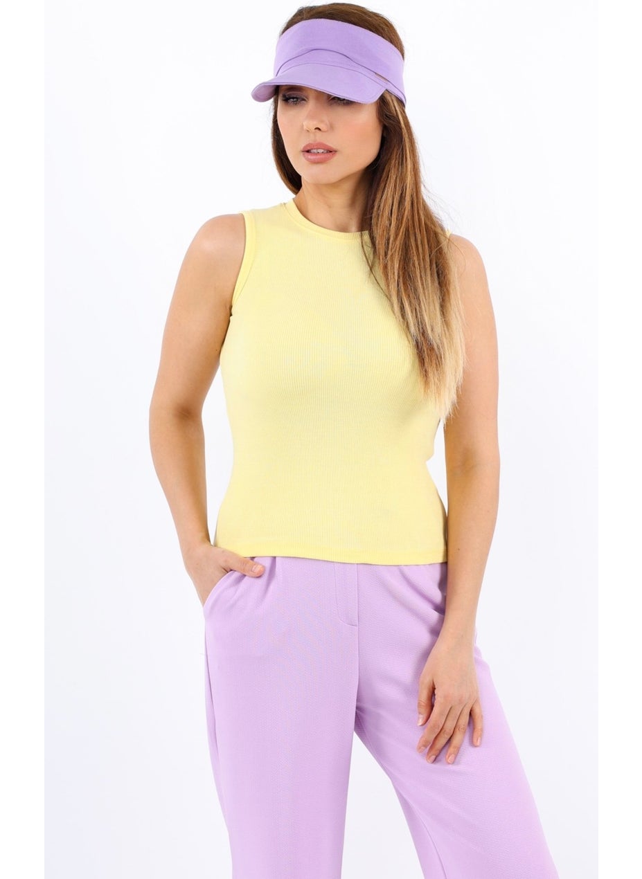Ritnice - Women's Closed Collar 4-Pack Cotton Lilac, Pink, Yellow, Almond Green Plain Sleeve Ribbed Undershirt - Image 1