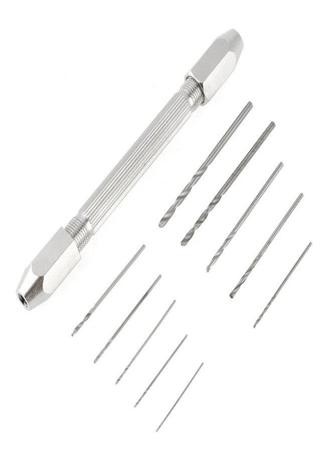Walfront Precision Double Ended Pin Vise Model Hand Drill Set with 10pcs Micro Drill Bits Set for PCB, handicraft, jewelry, watch making - Image 1