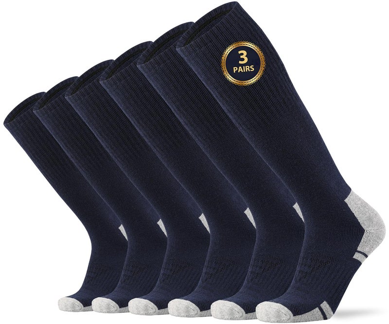Ortis Cotton Full Cushion Over the Calf Socks OTC Knee High Thick Moisture Wicking Breathable Work Boot Thermal Warm(NavyBLue XL) - Image 1