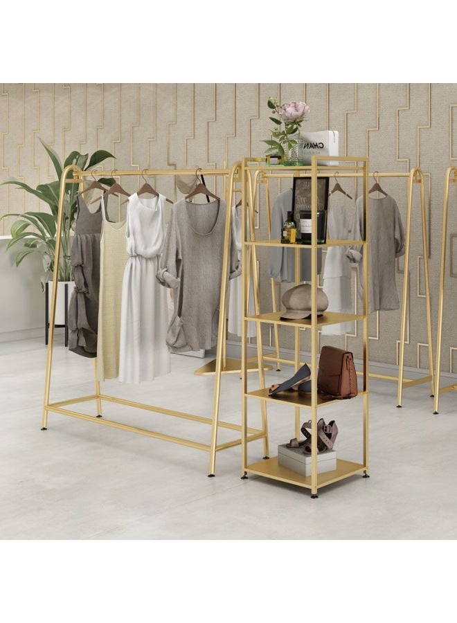 Clothes Hanger Clothing Store Display Rack Special Floor-to-Floor Wrought Iron Shelf Golden Household Bedroom-Colour:Black Length 100 Height 160  - Image 2