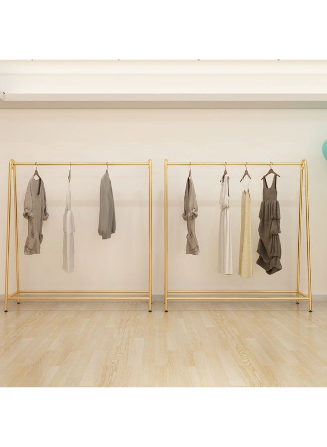 Clothes Hanger Clothing Store Display Rack Special Floor-to-Floor Wrought Iron Shelf Golden Household Bedroom-Colour:Black Length 100 Height 160  - Image 5