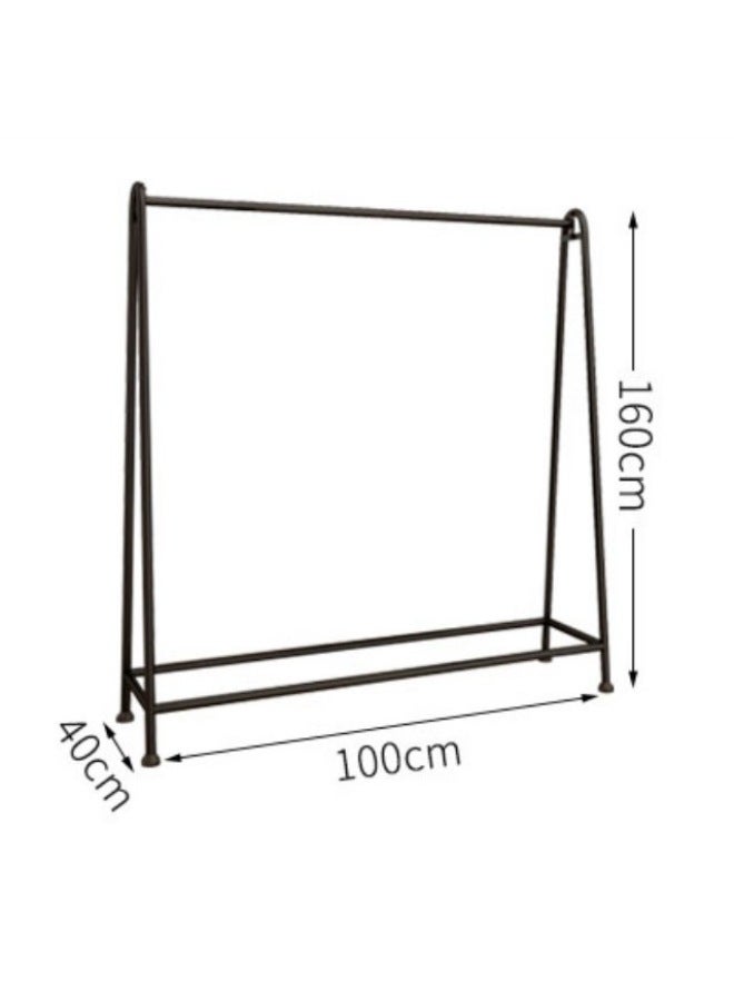 Clothes Hanger Clothing Store Display Rack Special Floor-to-Floor Wrought Iron Shelf Golden Household Bedroom-Colour:Black Length 100 Height 160  - Image 1