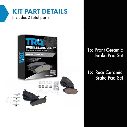 TRQ Front & Rear Brake Pads Ceramic Compatible with 1990-1993 Mazda Miata - Image 2