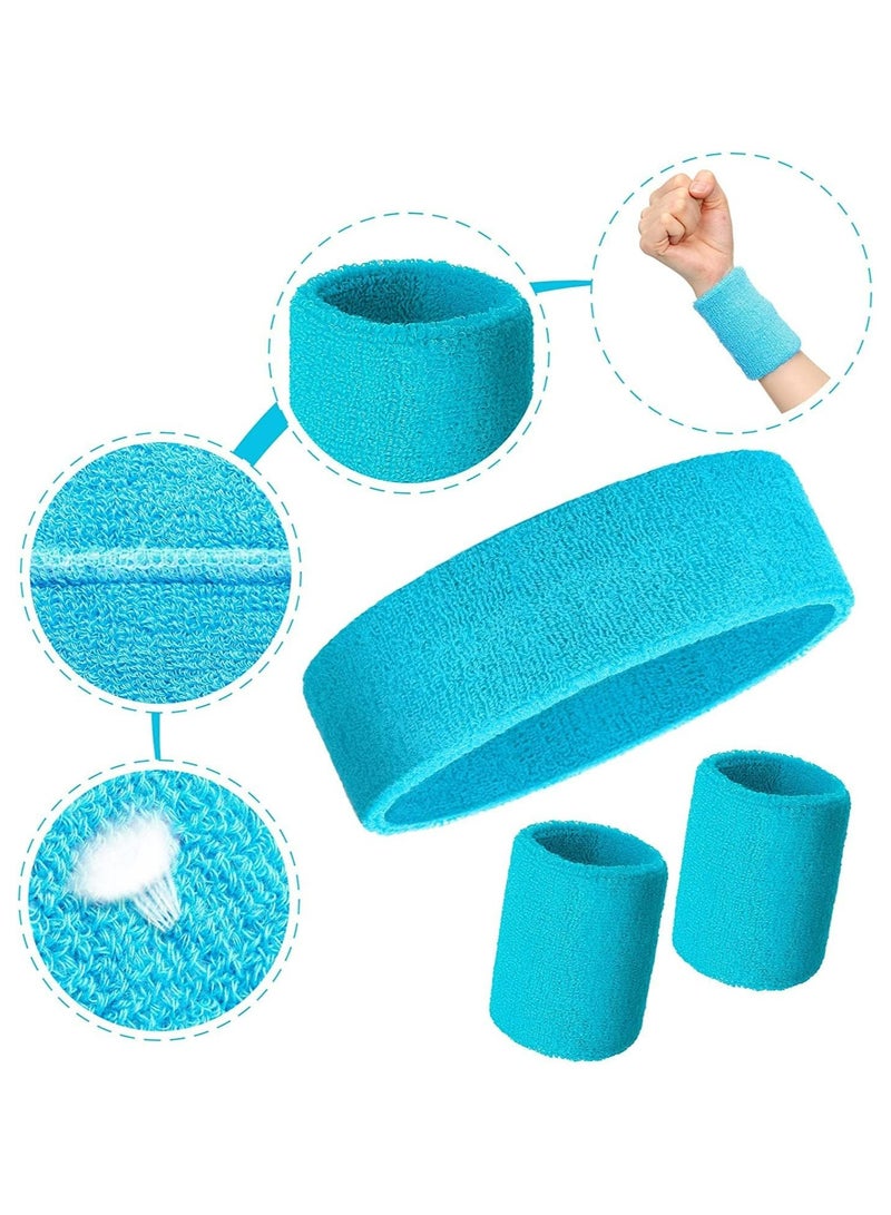 أوزيغالور طقم رياضي مكون من 3 قطع - عصابة رأس مرنة وأساور معصم، طارد للرطوبة للتنس وكرة السلة والجري - Image 2