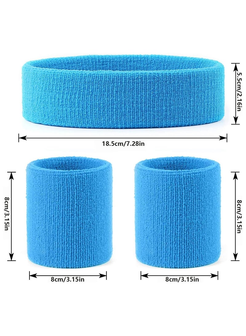 أوزيغالور طقم رياضي مكون من 3 قطع - عصابة رأس مرنة وأساور معصم، طارد للرطوبة للتنس وكرة السلة والجري - Image 5