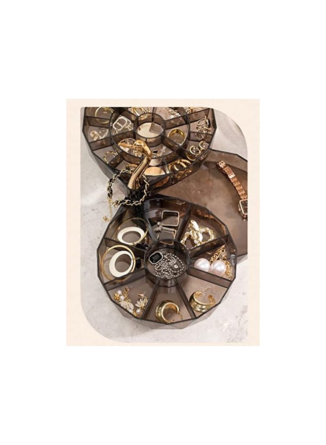 PROMASS Shaped Jewelry Organizer Box for Bracelets Rings Bracelets Jewelry Storage Box Earring Holder 3-Layer Rotating Travel Jewelry Tray Case with Lid (Crystal Clear) - Image 3