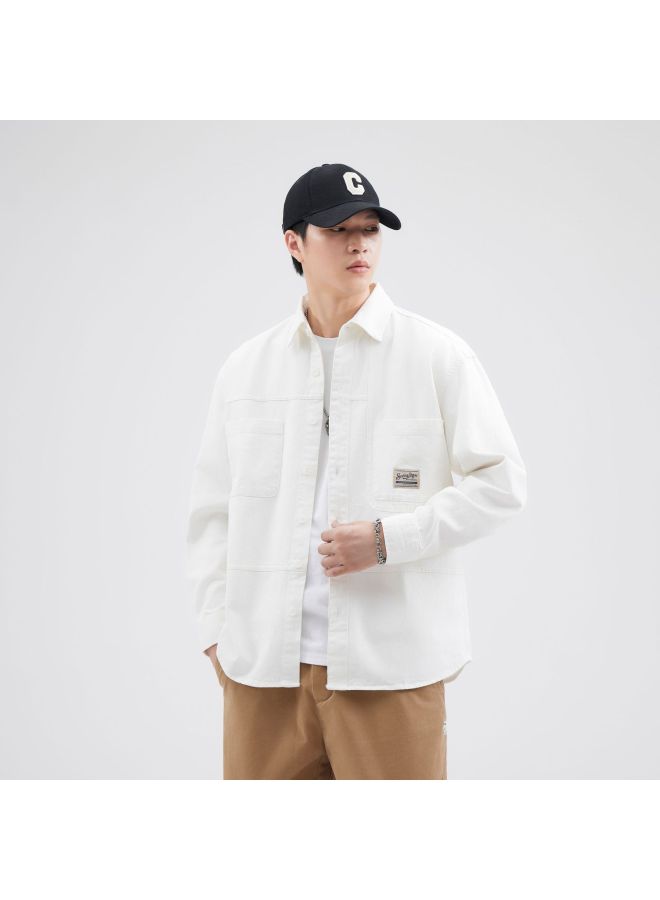 Men's American Style Fashion Brand Work Long-sleeved Shirt Men's Washed Vintage Cotton Plus Size Lapel Shirt Jacket