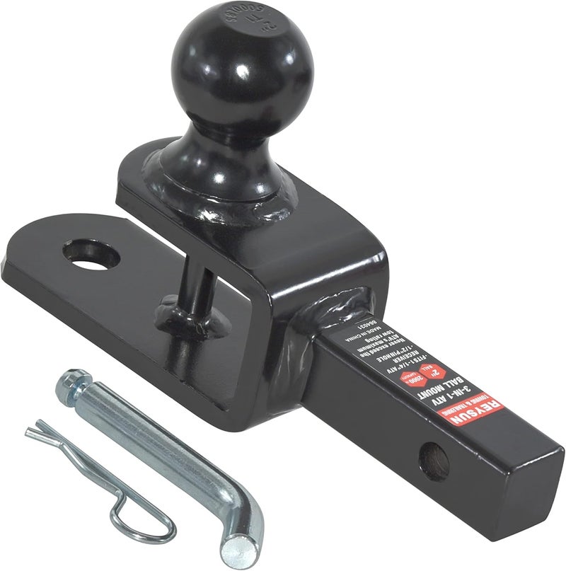 REYSUN 864031 3 in 1 ATV/UTV Trailer Hitch Towing Ball Mount with 2 inch Trailer Ball, Fits 1-1/4 inch Hitch Receiver - Image 3