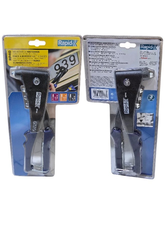 Rapid RP40 Hand Riveter – Stainless Steel, Single-Nozzle, Soft Grip, Black Finish - Image 5