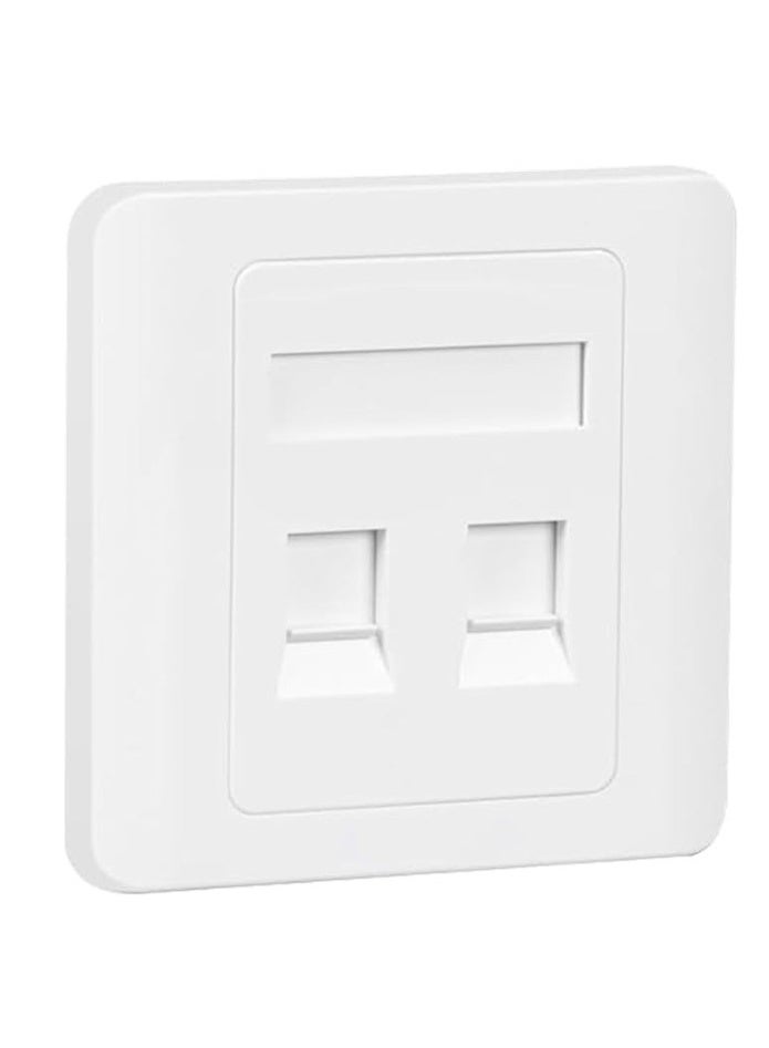 Reacon مقبس شبكة LAN RJ45 من رياكون - لوحة وجه Keystone بمدخلين لكابلات CAT6/CAT5E/CAT5، مقاوم للاشتعال - Image 1