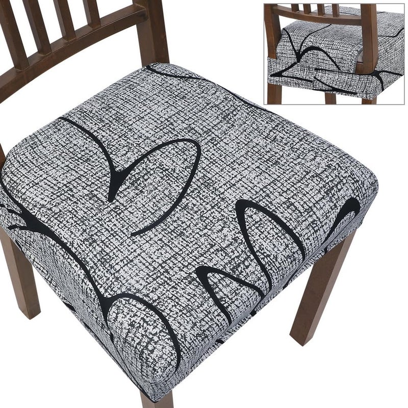 SearchI SearchI Stretch Dining Chair Seat Covers Set of 6  Soft Removable Washable Seat Covers for Dining Chairs  Dining Room Seat Cover Protector (Rear-Covered  Grey Lotus) - Image 1