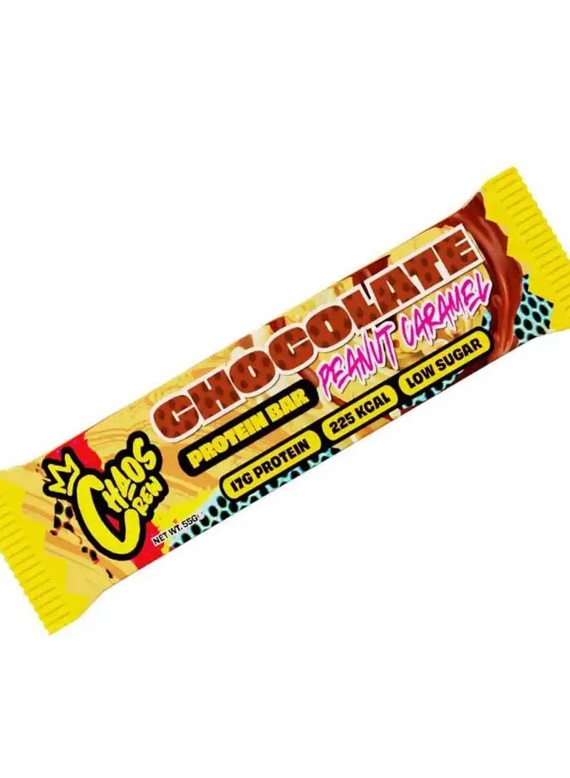 CHAOS CREW, PROTEIN BAR, CHOCOLATE PEANUT CARAMEL,55G PACK OF 12 - Image 2