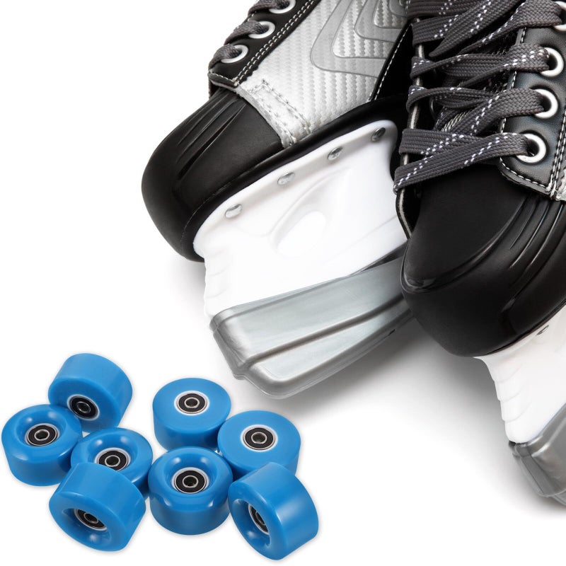 Dark Blue PU Roller Skate Wheel Replacement 8pc Set with Spanner - Image 5
