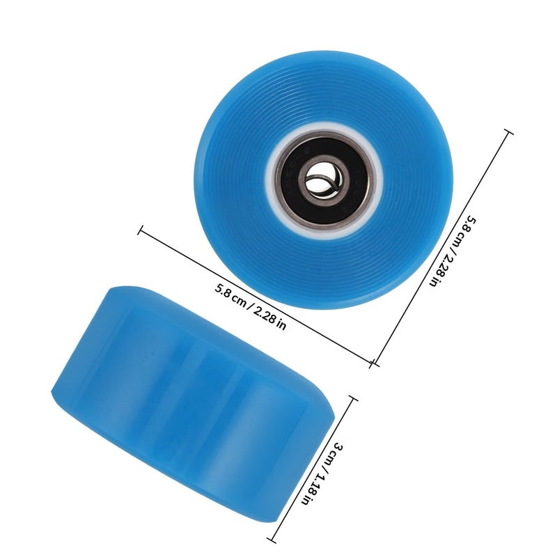 Dark Blue PU Roller Skate Wheel Replacement 8pc Set with Spanner - Image 3