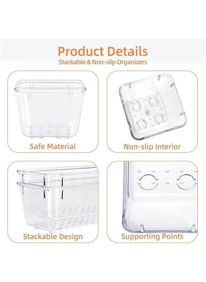 HOOKOR 16 PCS Drawer Organizer Set, 4-Size Clear Plastic Drawer Organizers Trays Bathroom Organizers Dresser Storage Bins Separation Box for Makeup, Jewelries, Gadgets, Bathroom, Office, Bedroom - Image 4
