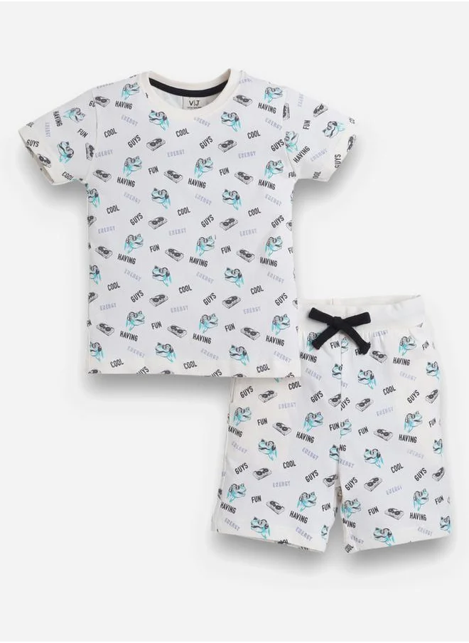 فكتور اند جين All-Over Printed Cotton T-Shirt and Shorts Set
