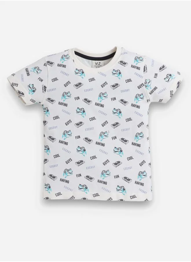 فكتور اند جين All-Over Printed Cotton T-Shirt and Shorts Set