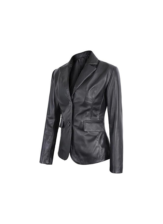 ماركة غير محددة سترة جلدية سوداء للنساء - معطف جلدي كاجوال للنساء  - Image 3