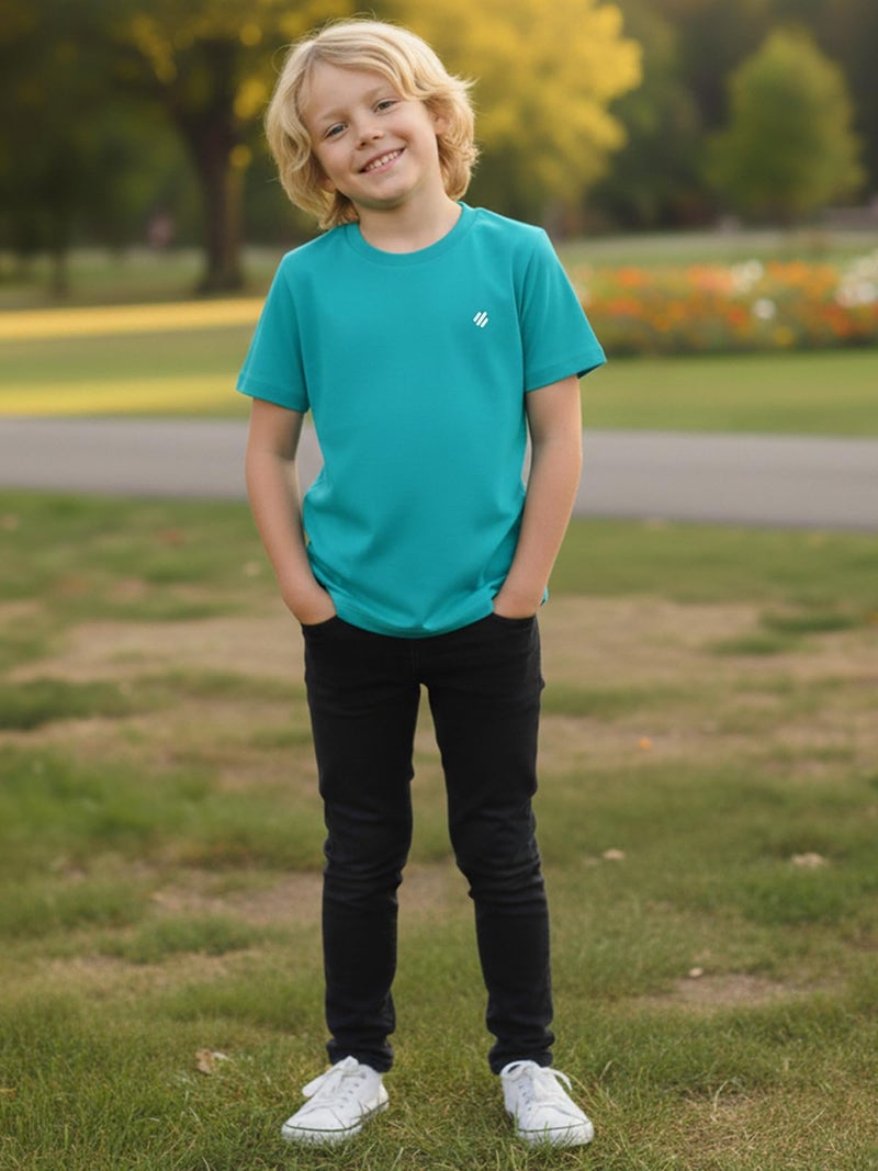ONN Boy's Half Sleeves Round Neck Solid Cotton T-Shirt OA748_BLK_MST_GM_SGN_NB_60_5PC - Image 3