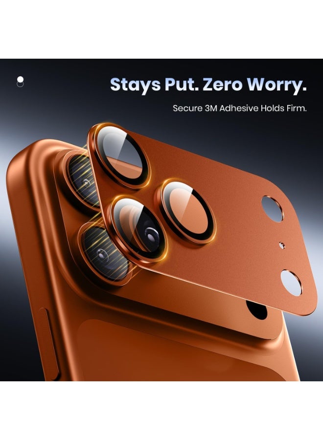 For iPhone 17 Pro Camera Lens Protector [Drop Protection] [Full Coverage] [3D Metal] [Case Friendly] Tempered Glass Camera Cover — Orange - Image 4