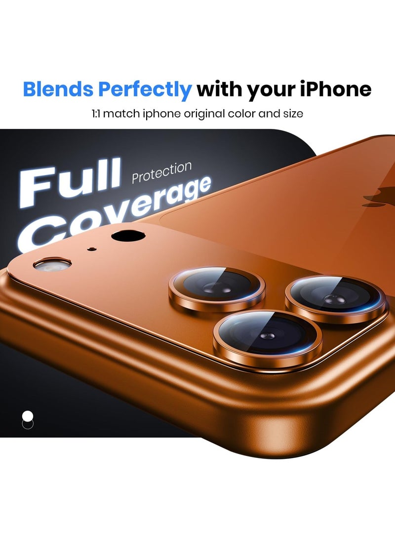 For iPhone 17 Pro Camera Lens Protector [Drop Protection] [Full Coverage] [3D Metal] [Case Friendly] Tempered Glass Camera Cover — Orange - Image 3
