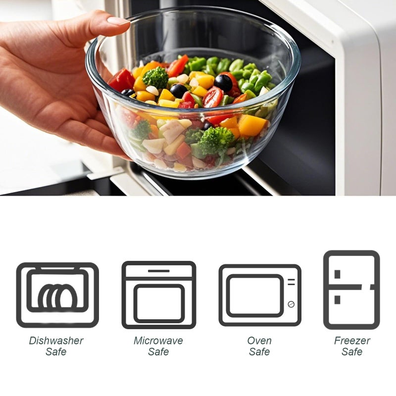 M MCIRCO Glass Mixing Bowls with Lids, 4 Packs Glass Bowl Set, Nesting Bowls for Meal Prep, Food Storage, Bowls For Cooking, Baking, BPA-Free, 0.8/1.7/2.9/4.8 Qt - Image 5
