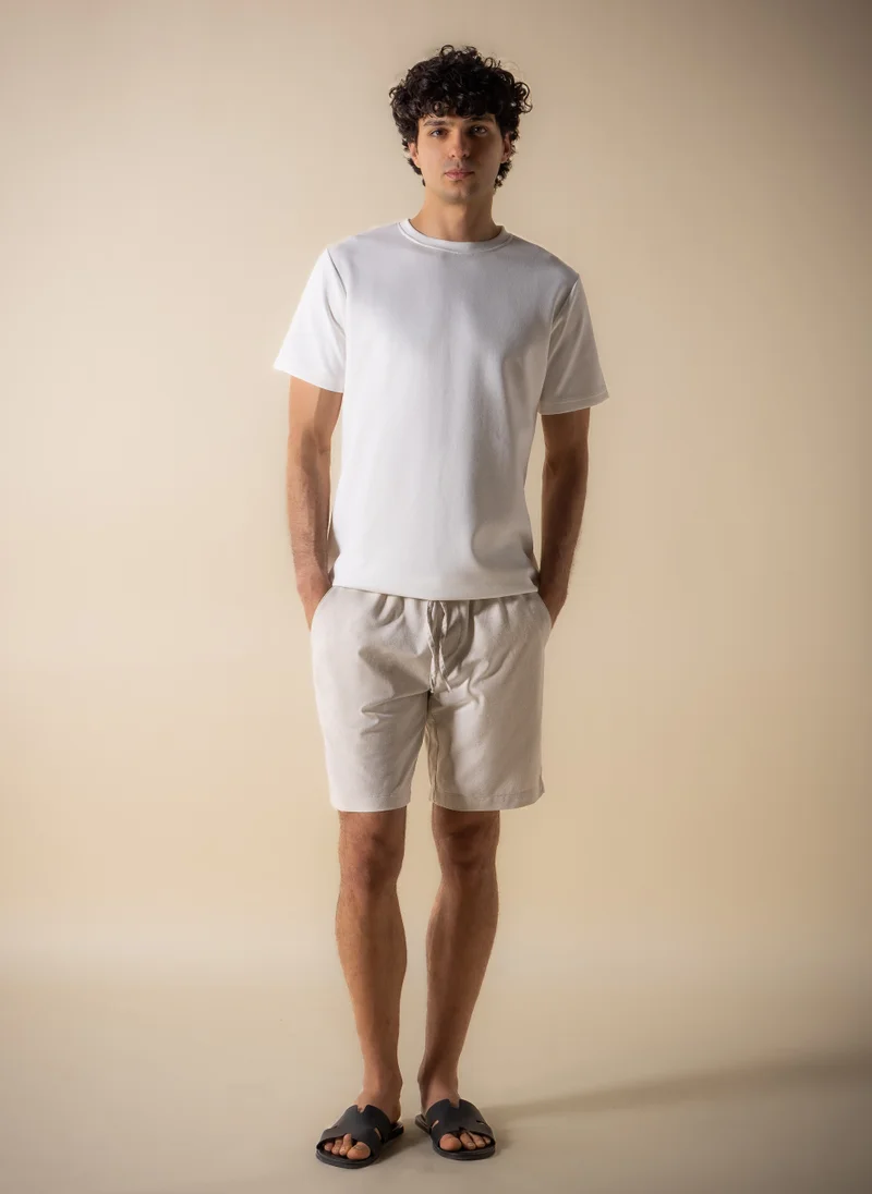 شايبس COTTON LINEN BLEND BERMUDA SHORTS