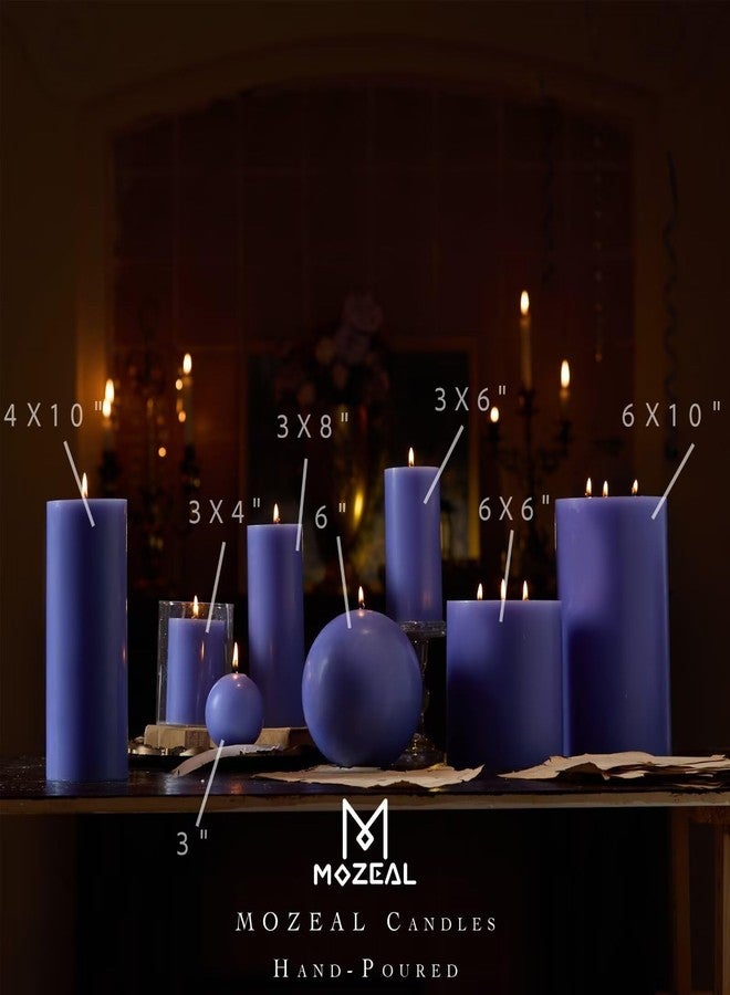 MOZEAL 3" x 4" Hand-Poured Unscented Candle, Dripless Pillar Candle Set of 3, Long Clean Burning, Approx 72 Hours Burn Time, Rustic Country Style,Wedding, Spring Awakening, Home Decor,、Deep Periwinkle - Image 4