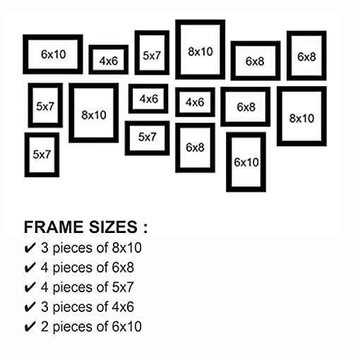 PAPER PLANE DESIGN Wall Photo Frames for living Room, Set of 16 Photo frames (Black) - Image 2