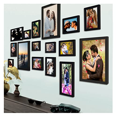PAPER PLANE DESIGN Wall Photo Frames for living Room, Set of 16 Photo frames (Black) - Image 1