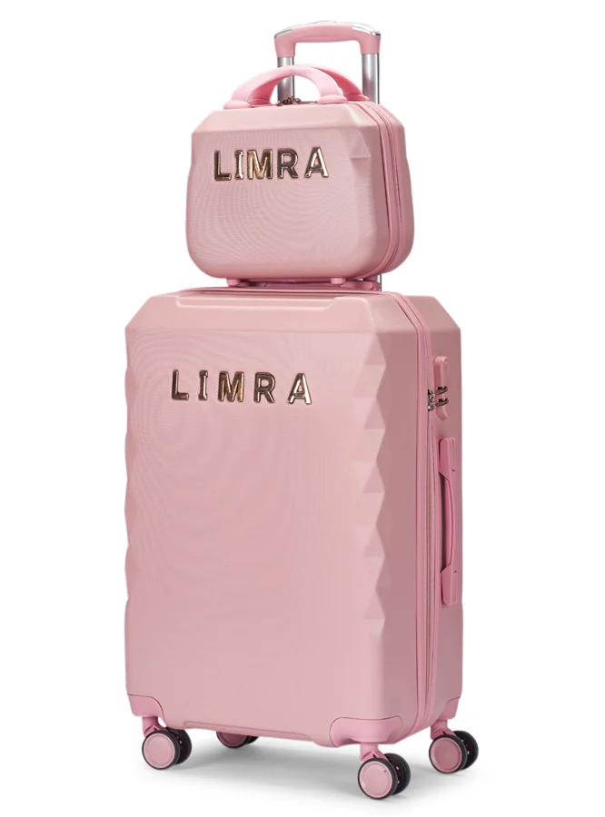 Limra Travel Luggage Set with 4 Spinner Wheels - 4-Piece Set (28, 24, 20, 12 Inches), Durable ABS Material, Color Pink