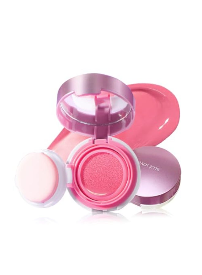 BLUE LOVE Cushion Liquid Blush Silky Cheek Tint with Mirror Natural Enhancer for a Radiant Finish Contours Highlights for Effortless Elegant 03 Pink Peony - Image 1