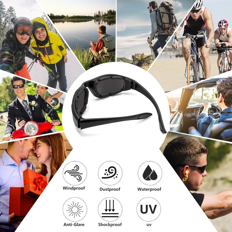 surpassme 3 Pair Motorcycle Riding Glasses Padding Goggles UV Protection Dustproof Windproof Motorcycle Sunglasses for Outdoor Actives - Image 2