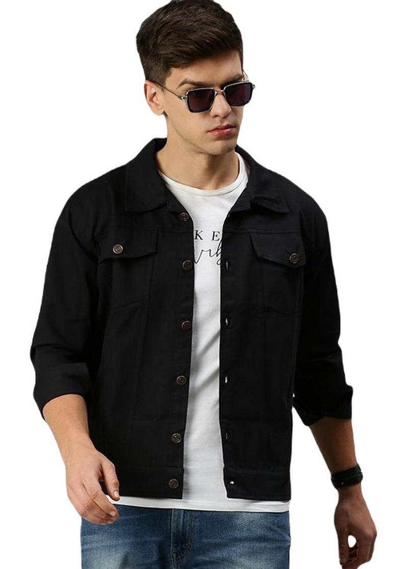 VOGATI Men's Denim Jacket kjt204vog-xl_Black_XL - Image 1
