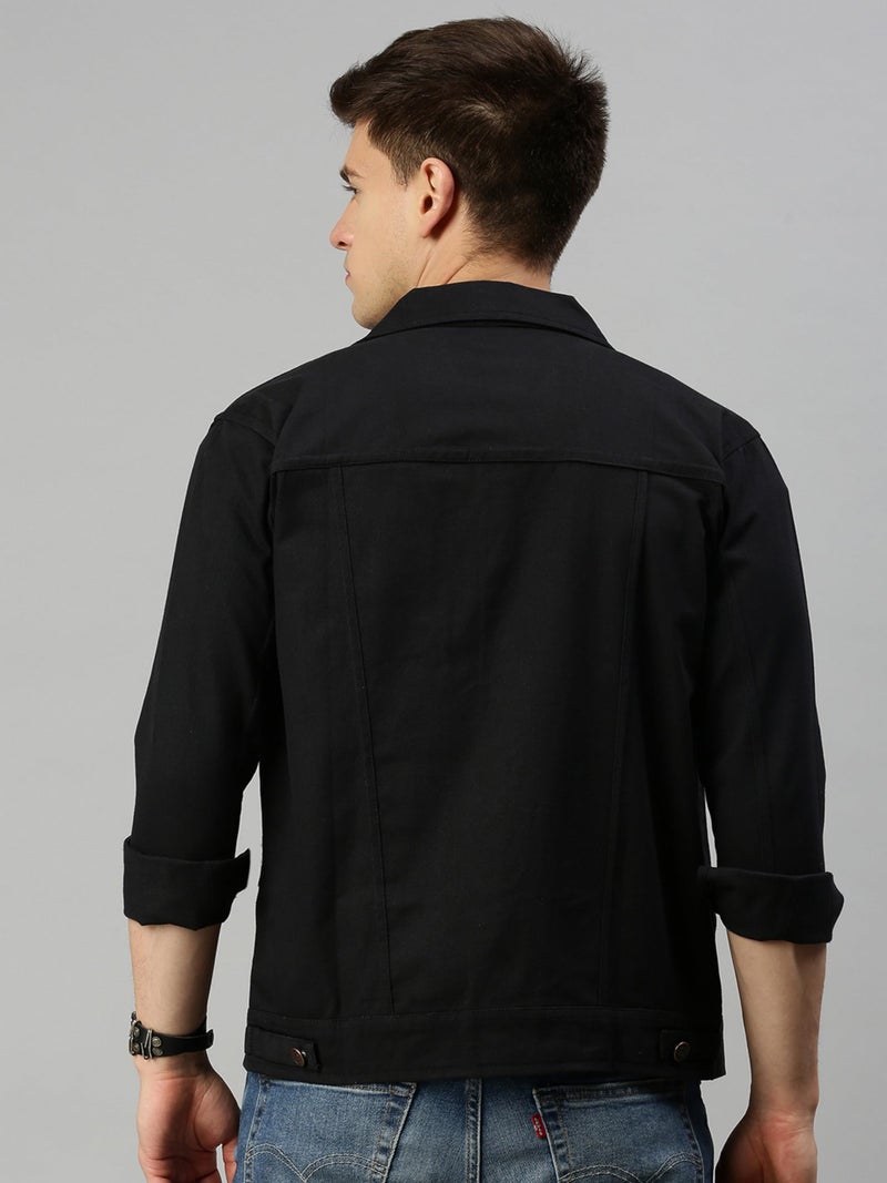 VOGATI Men's Denim Jacket kjt204vog-xl_Black_XL - Image 5
