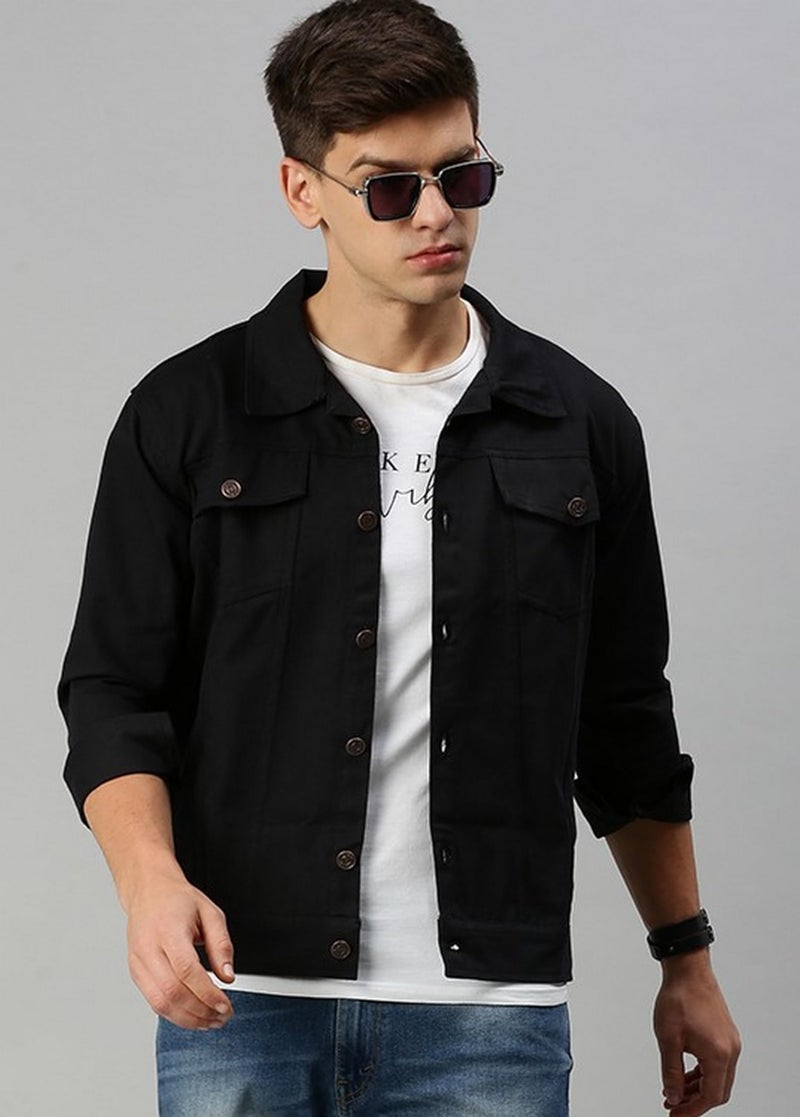 VOGATI Men's Denim Jacket kjt204vog-xl_Black_XL - Image 2