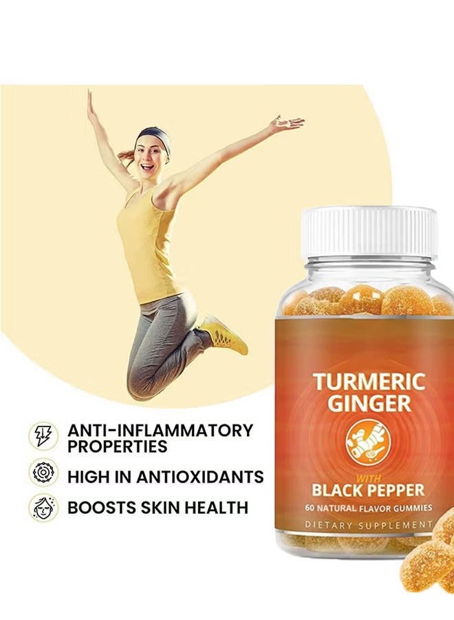 Ocean Turmeric Curcumin Gummies with Ginger and Black Pepper, Anti Inflammatory and Anti Oxidants, Skin Health & Immunity, Dietary Supplement for Curcumin Gummies, 60 Tropical Flavor Gummies - Image 3