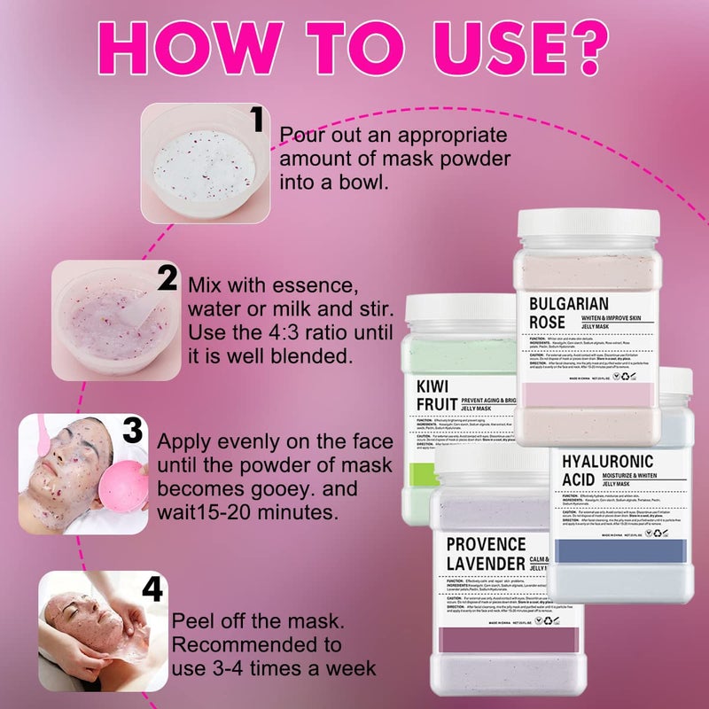 POZTL Jelly Mask Powder for Facials, Natural Rose Petals Jelly Face Mask, Professional Peel Off Hydro Face Mask Powder Leaves Skin Soft Moisturized and Revitalized,DIY SPA, 23 FlOz - Image 2