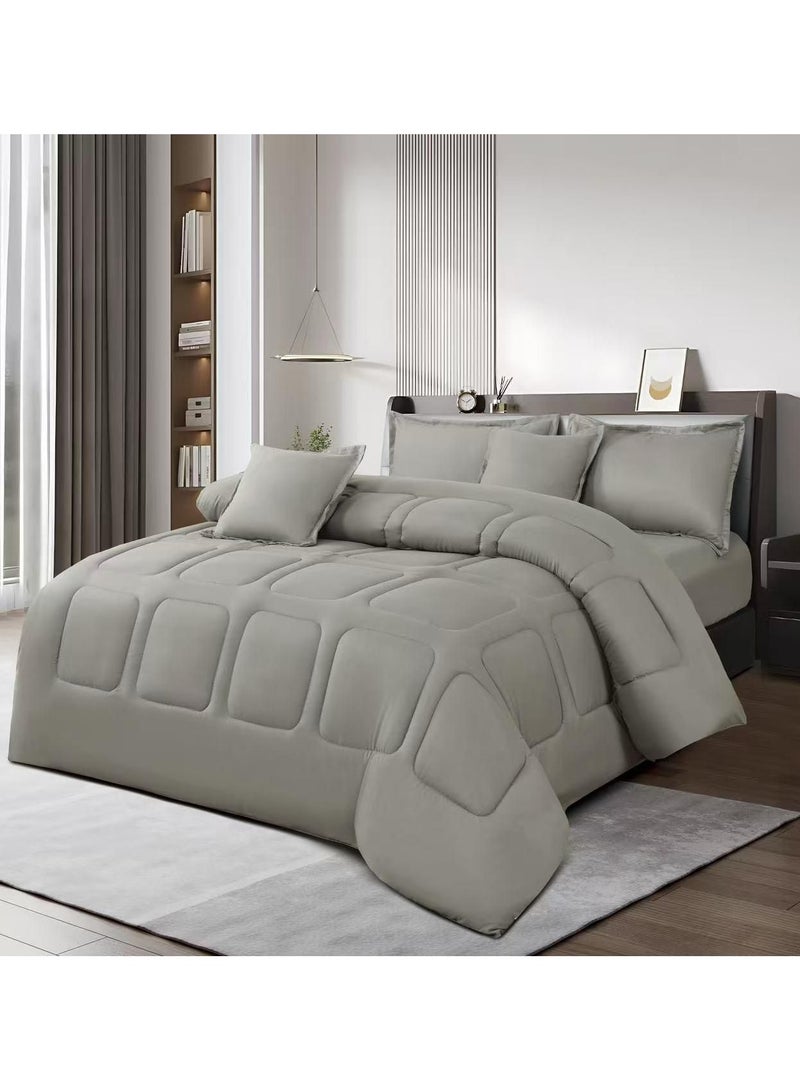 مون مفرش نفرين سادةصيفي طقم لحاف مكون من 6 قطع مقاس كينج 230×250سم - Image 1