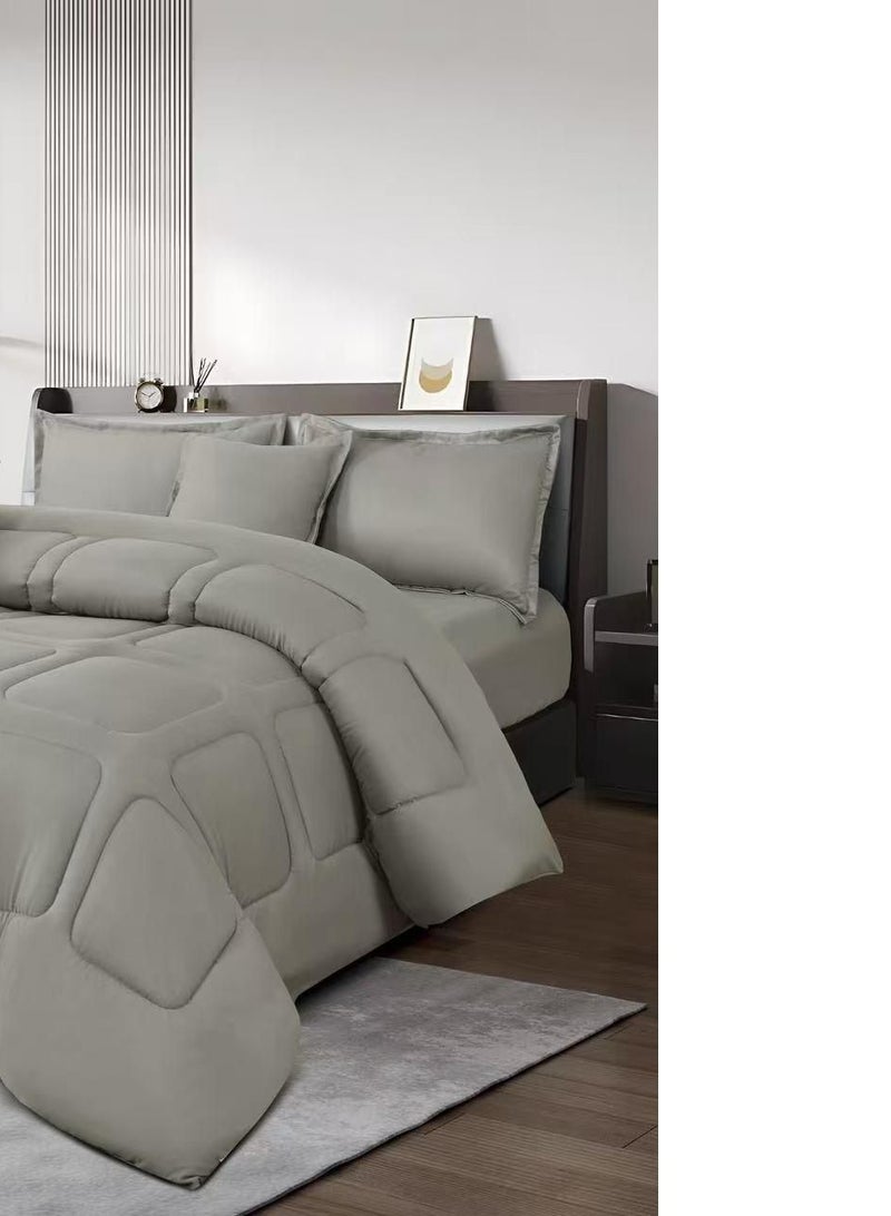 مون مفرش نفرين سادةصيفي طقم لحاف مكون من 6 قطع مقاس كينج 230×250سم - Image 3