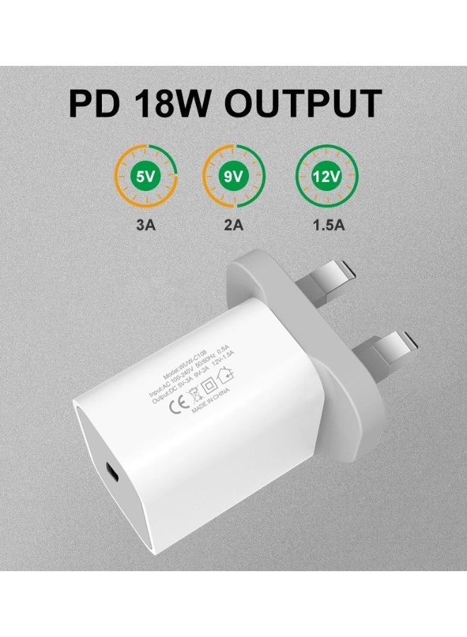 WUW 18W 3A Fast Charging AC/DC Wall Charger with PD USB-C to Charge Smartphones, iPad & Tablet, Macbook & Laptop, Mobile Accessories, Electronics & Digital Devices, UK/GCC Plug (3-Pin Type G), White - Image 3