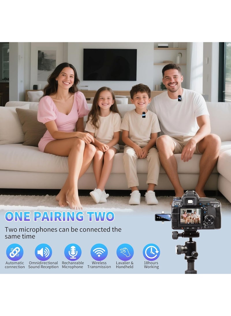 Aookay [3 in 1] Wireless Lavalier Microphone, Wireless Mic for iPhone/Android/Camera,Mini Microphone Noise Reduction Mic for Record Interview, Vlogging, YouTube, Tiktok  - Image 2