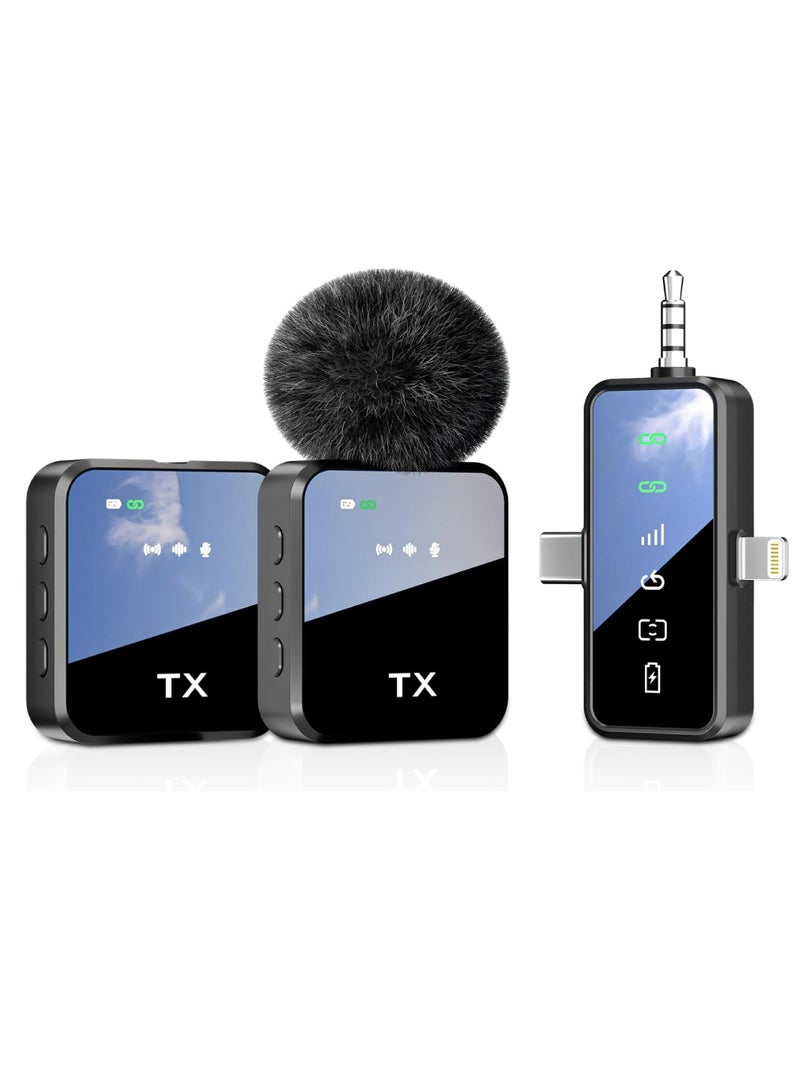 Aookay [3 in 1] Wireless Lavalier Microphone, Wireless Mic for iPhone/Android/Camera,Mini Microphone Noise Reduction Mic for Record Interview, Vlogging, YouTube, Tiktok  - Image 1