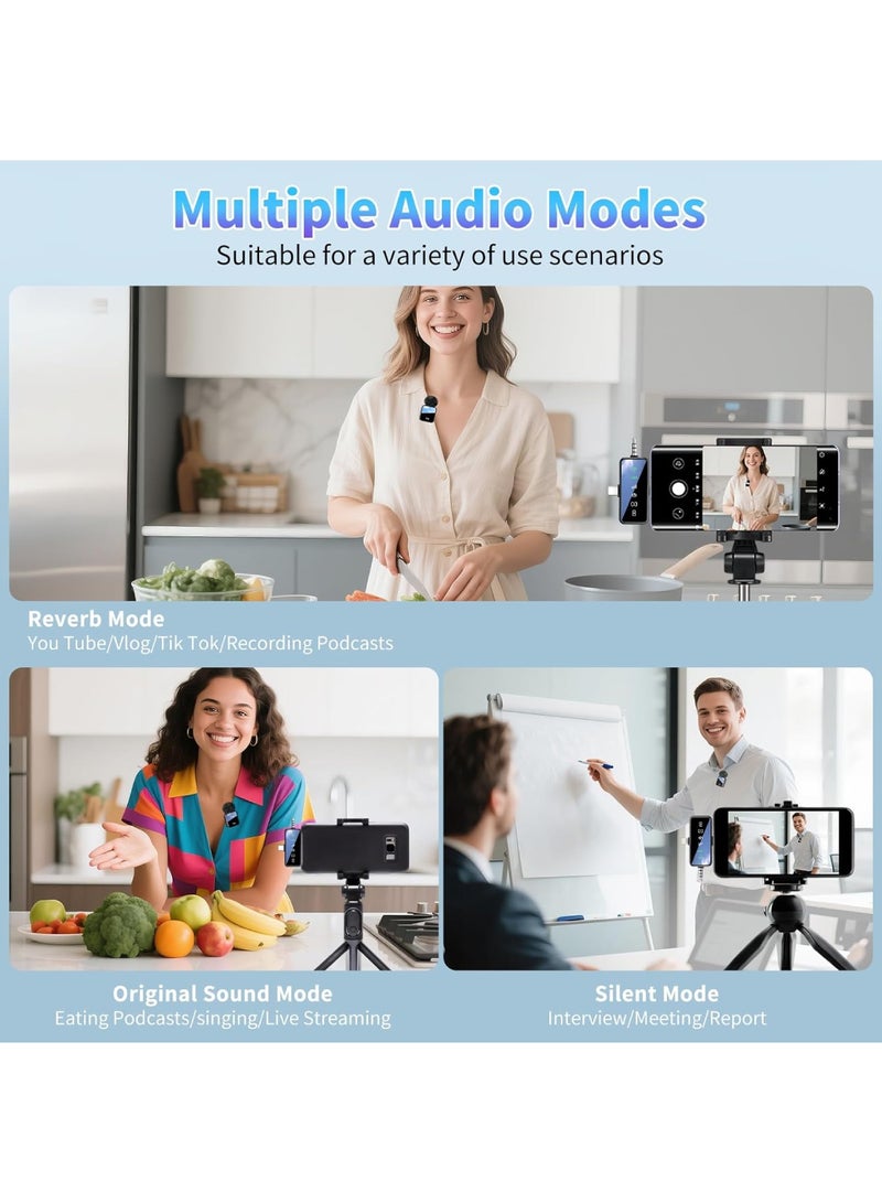 Aookay [3 in 1] Wireless Lavalier Microphone, Wireless Mic for iPhone/Android/Camera,Mini Microphone Noise Reduction Mic for Record Interview, Vlogging, YouTube, Tiktok  - Image 3