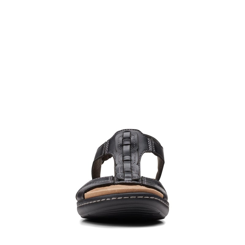 Clarks Women's Laurieann Kay Flat Sandal, Black Leather, 8 Wide - Image 5
