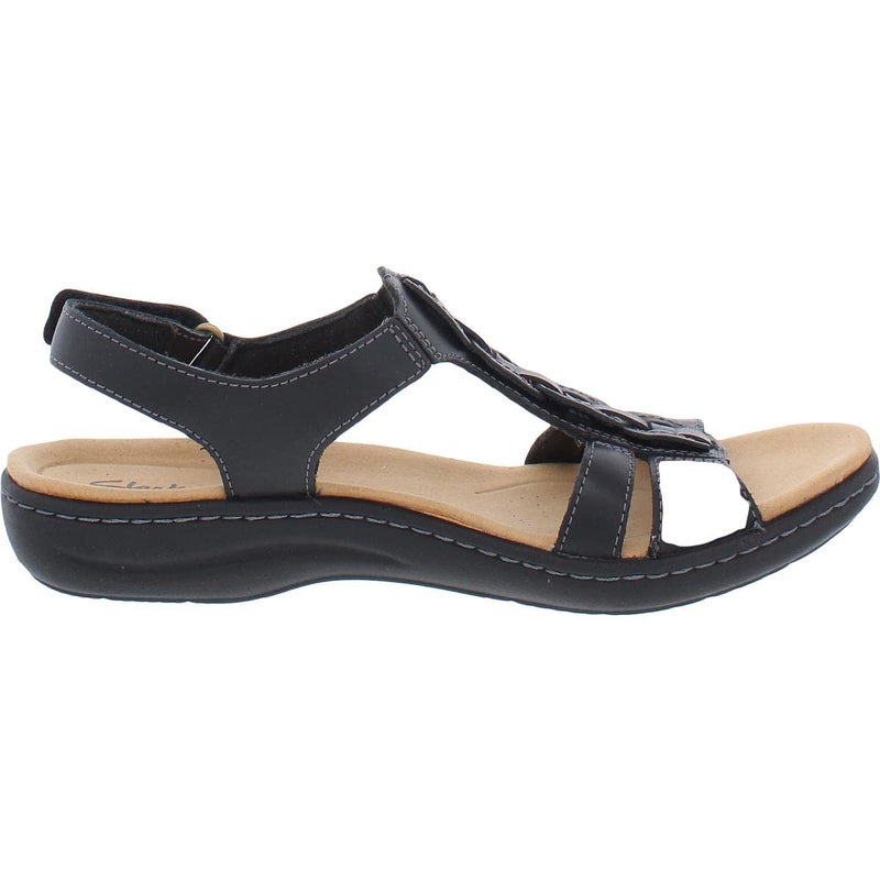 Clarks Women's Laurieann Kay Flat Sandal, Black Leather, 8 Wide - Image 2