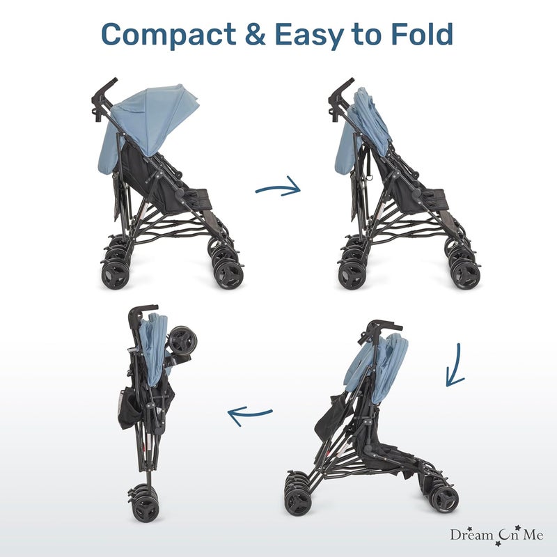 Dream On Me Twin Venture Umbrella Stroller in Light Blue Multi Backrest Positions Adjustable  Removable Canopy Double Stroller 360Swivel Wheels with Locks - Image 5