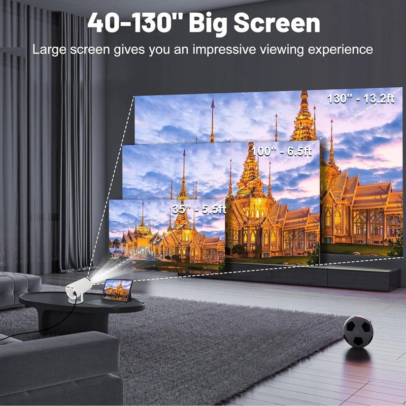 KORIX Portable Mini Projector, 4K 1080P Full HD Projector, Support Video Projector, WiFi 5G BT 5.0, Cinema Projector 180° Can Be Rotated, Android 11, Compatible for Children's, Home Cinema, Compatible with Smartphone/Laptop/PS4/Firestick - Image 4