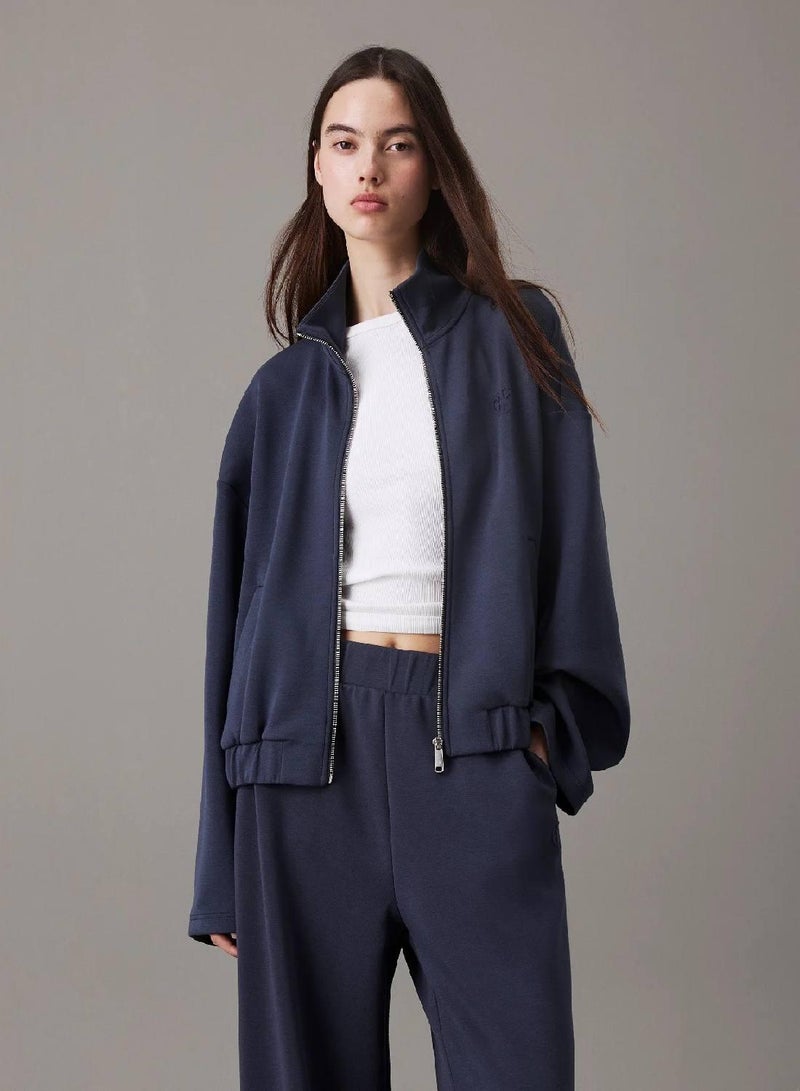 كالفن كلاين جينز جاكيت من قماش جيرسيه ثقيل بسحاب - Image 1