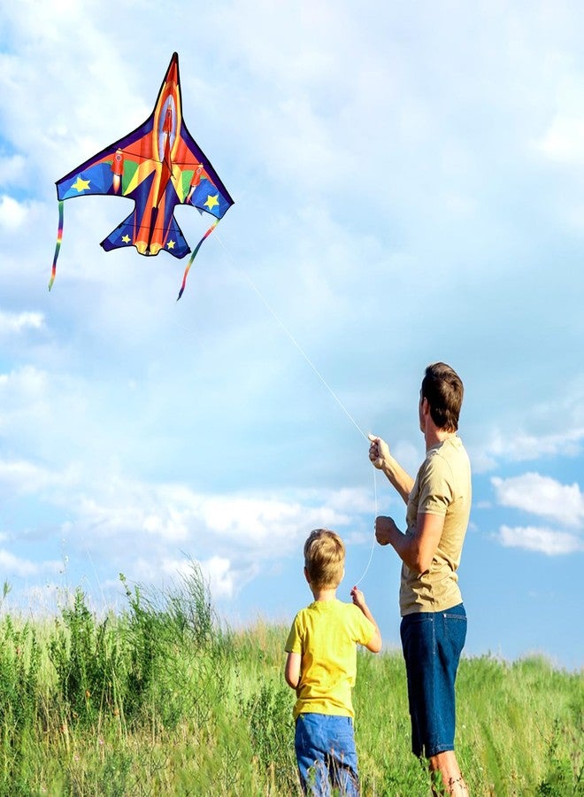 Flying Hoofer 2 Pack Fighter Airplane Kites for Kids Ages 4-8 & 8-12 - Easy to Fly, Kites for Toddlers and Adults with Kite Handle and 300ft String, Beginner Kite for Beach Trip - Image 2